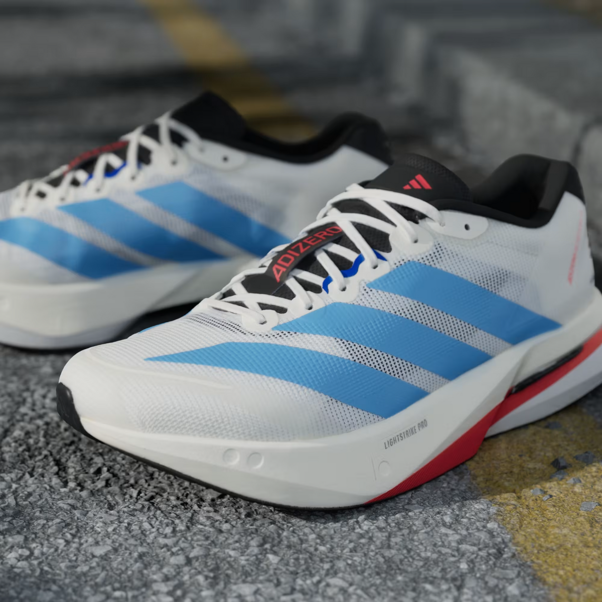 KK4992 adidas Adizero Boston 13 "Off White/Light Blue/Gold Metallic" (Men's)