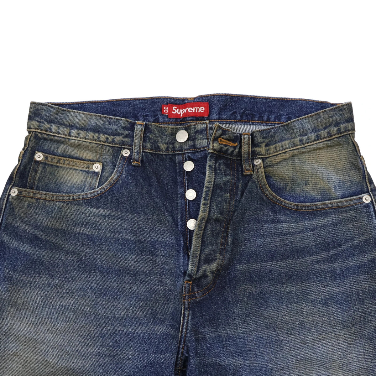 Supreme Distressed Loose Fit Selvedge Jean Washed Indigo