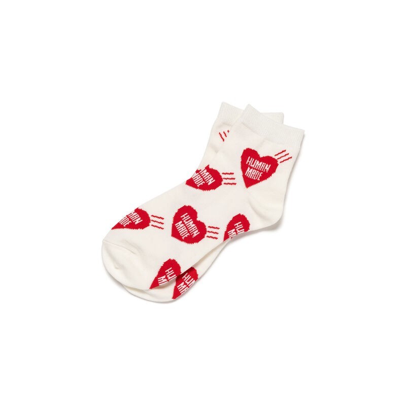 HUMAN MADE Heart Short Socks White