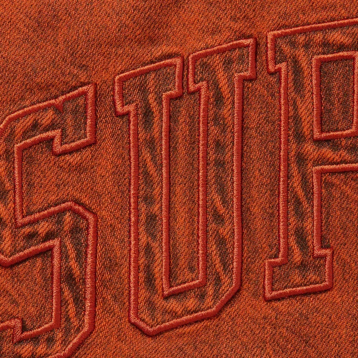 Supreme Shearling Lined Denim Work Shirt Overdyed Orange