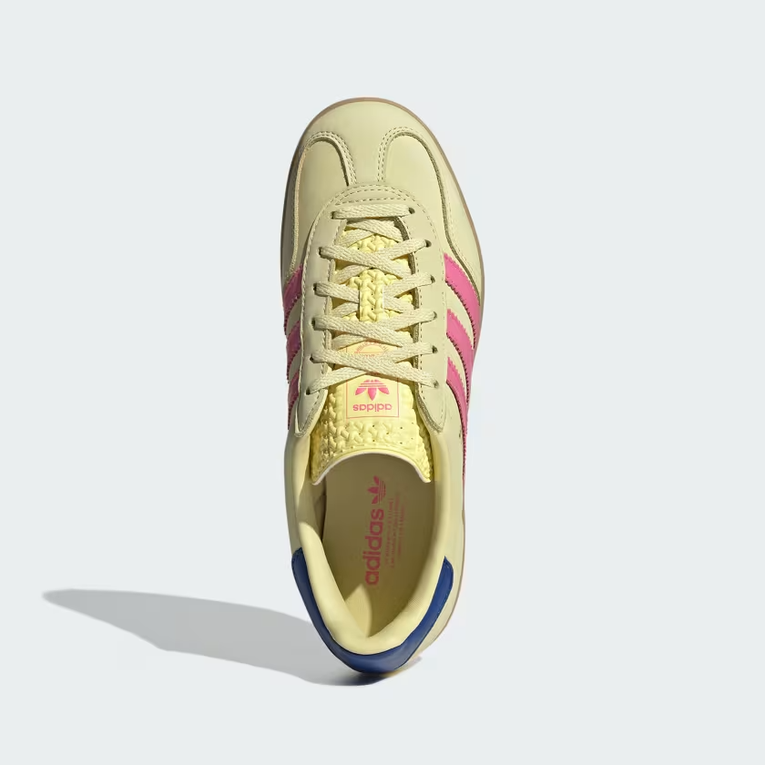 JI2719 adidas Gazelle Indoor Powder Yellow/Lucid Pink/Royal Blue (Women's)