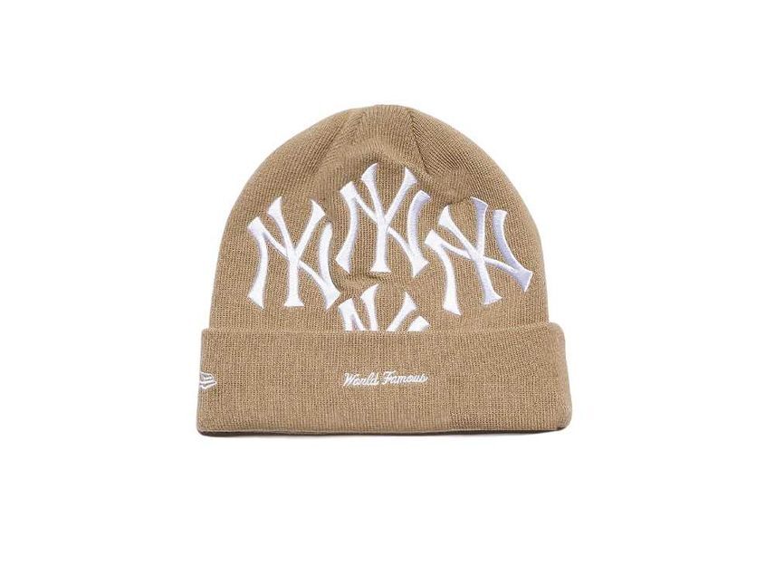 Supreme New York Yankees New Era Box Logo Beanie Tan
