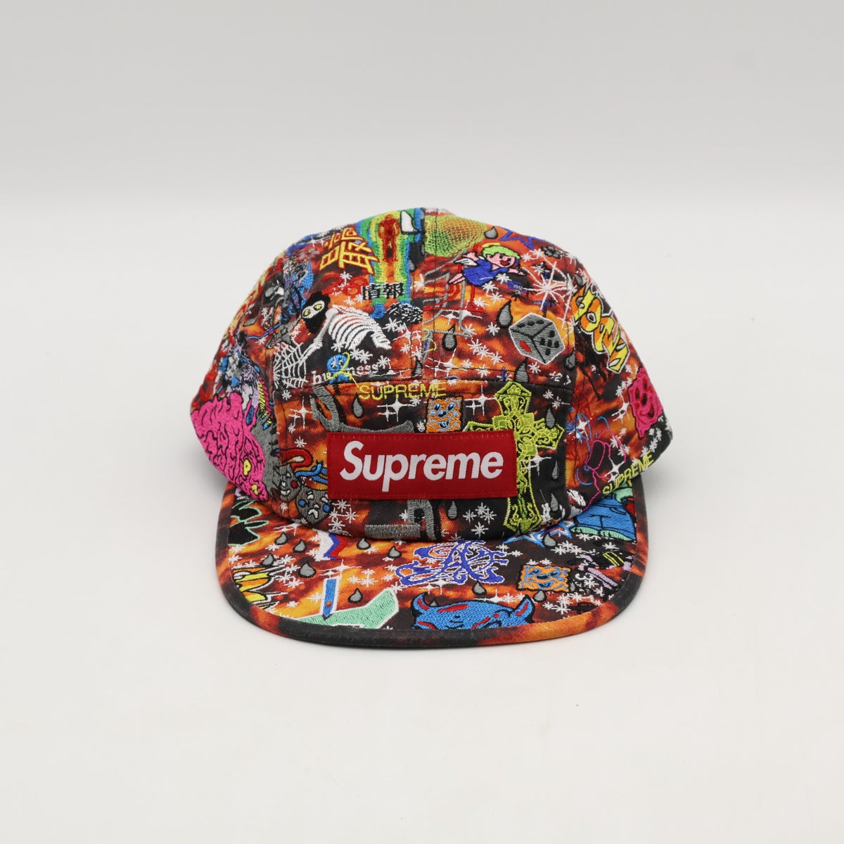 Supreme AOI Embroidered Camp Cap Flames