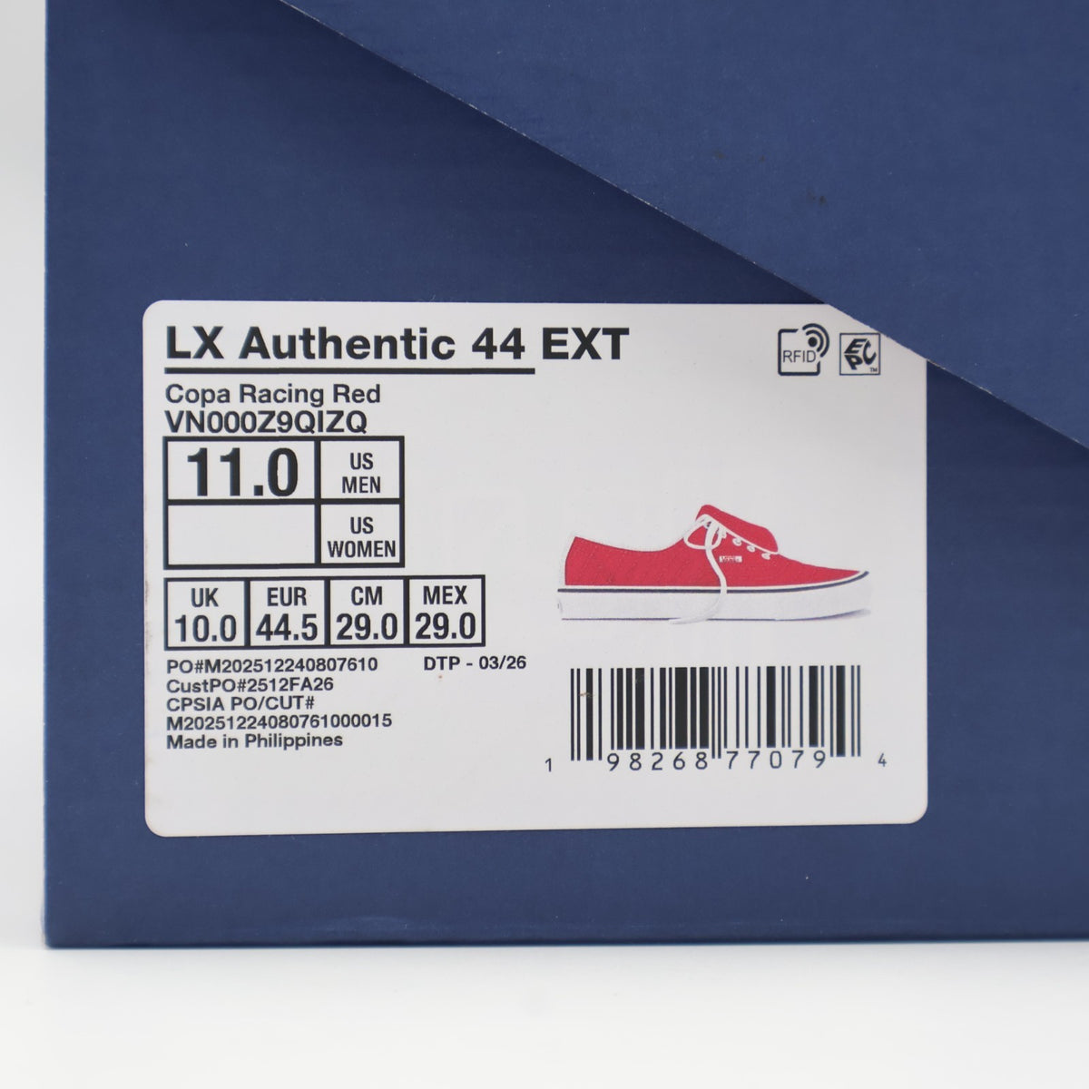 VN000Z9QIZQ Vans Premium Authentic 44 EXT "Copa Racing Red"