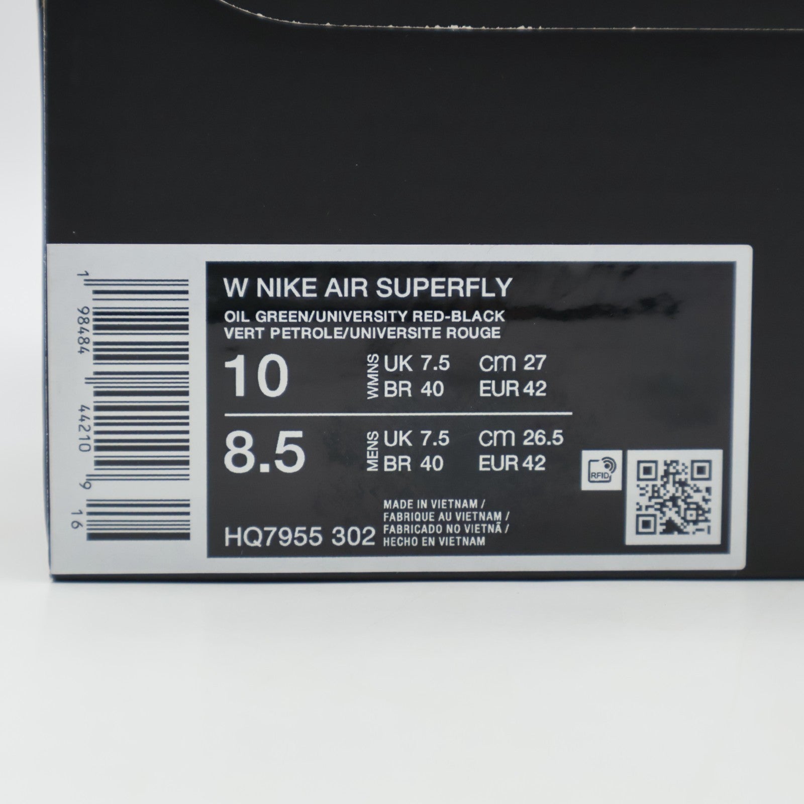 HQ7955-302 Nike Air Superfly Oil Green Black Metallic Silver University (Women's