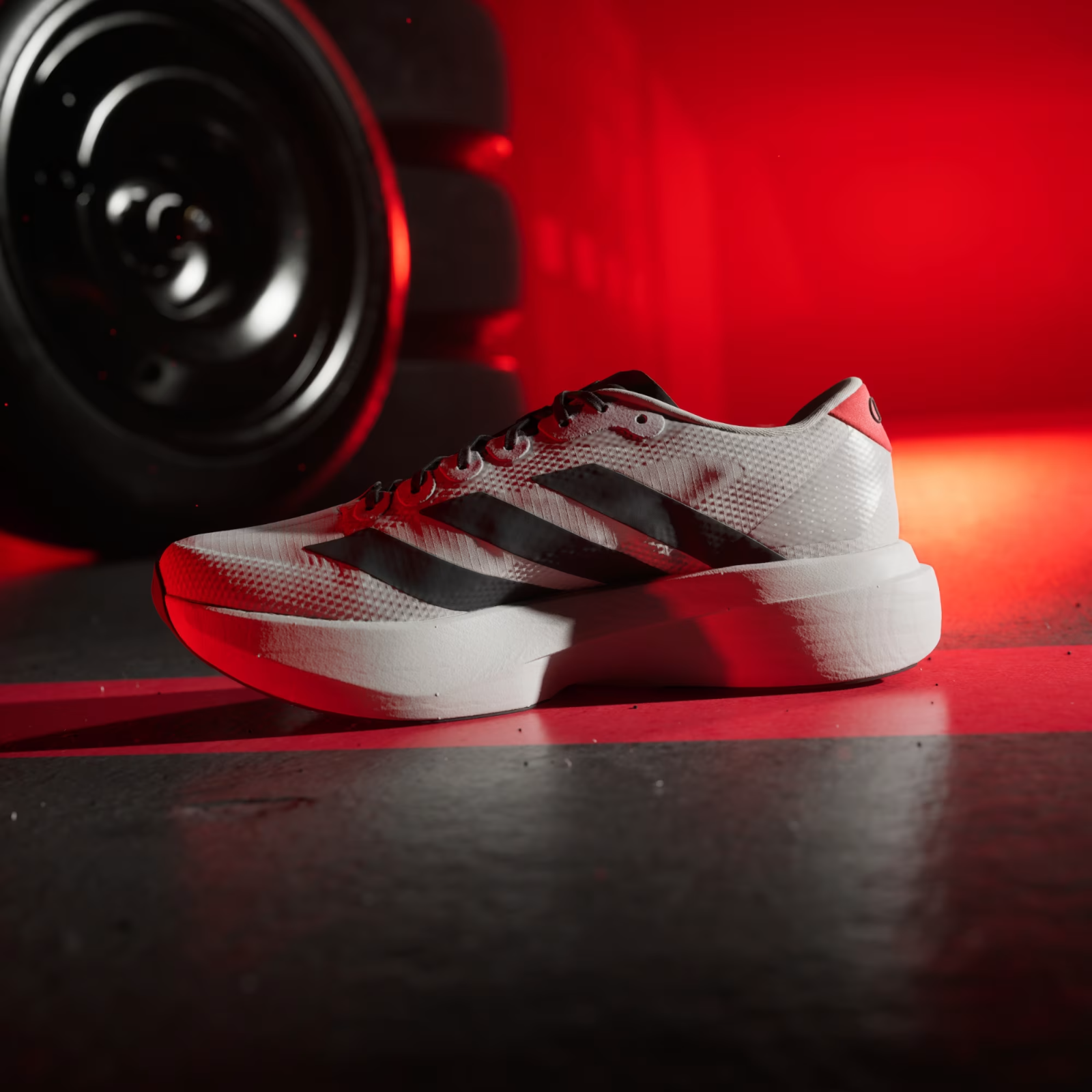 KJ3670 Audi Ã adidas Adizero EVO SL "Grey/Black/Red" (Men's)