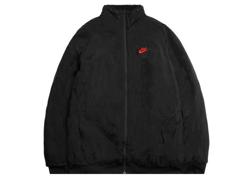 Nike Big Swoosh Reversible Boa Jacket Black Chili Red