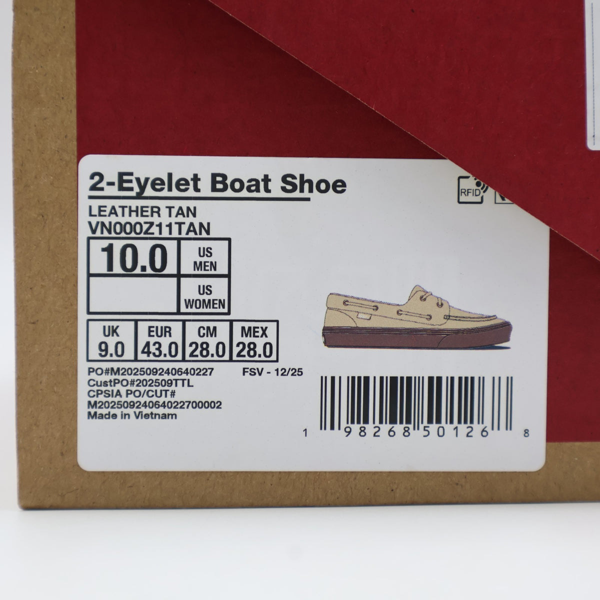 VN000Z11TAN Vans 2 Eyelet Boat Shoe Leather Tan (Men's)