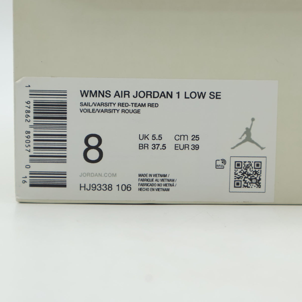 HJ9338-106 Nike  Air Jordan 1 Low SE Sail Team Red Varsity Red (Women's)
