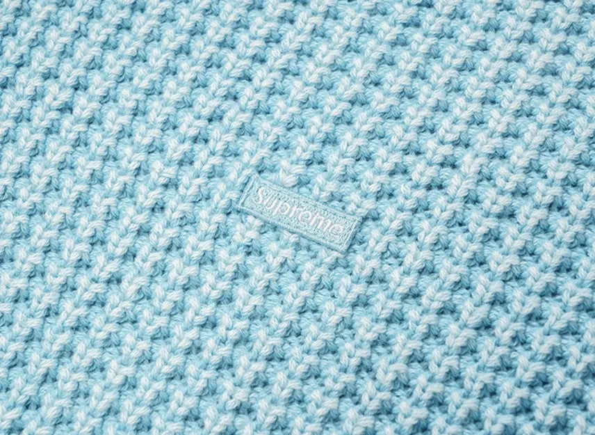Supreme Washed Small Box Waffle Sweater "Light Blue"