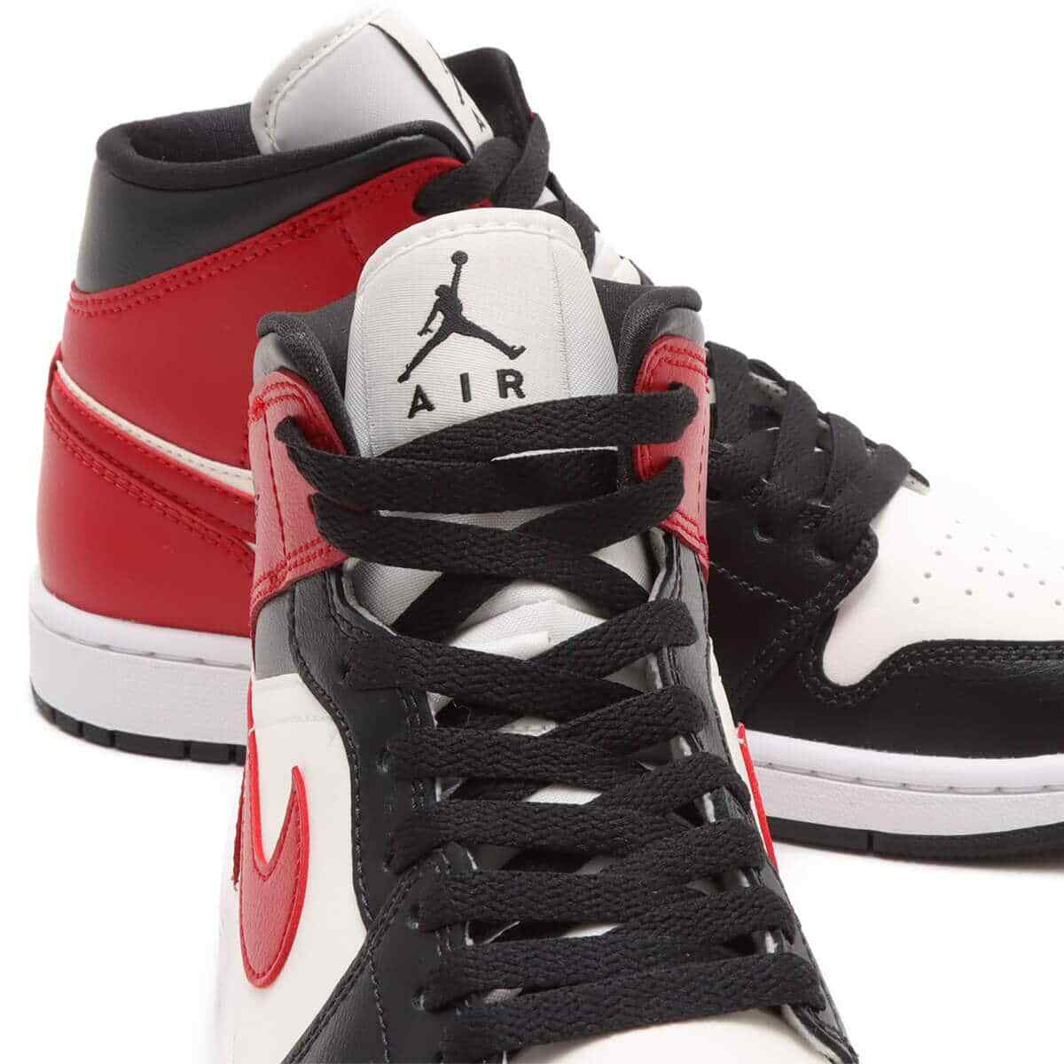 BQ6472-160 Nike Air Jordan 1 Mid Sail Off Noir White Gym Red (Women's)