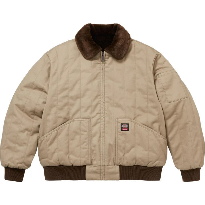 Supreme Dickies Reversible Quilted Faux Fur Work Jacket Tan
