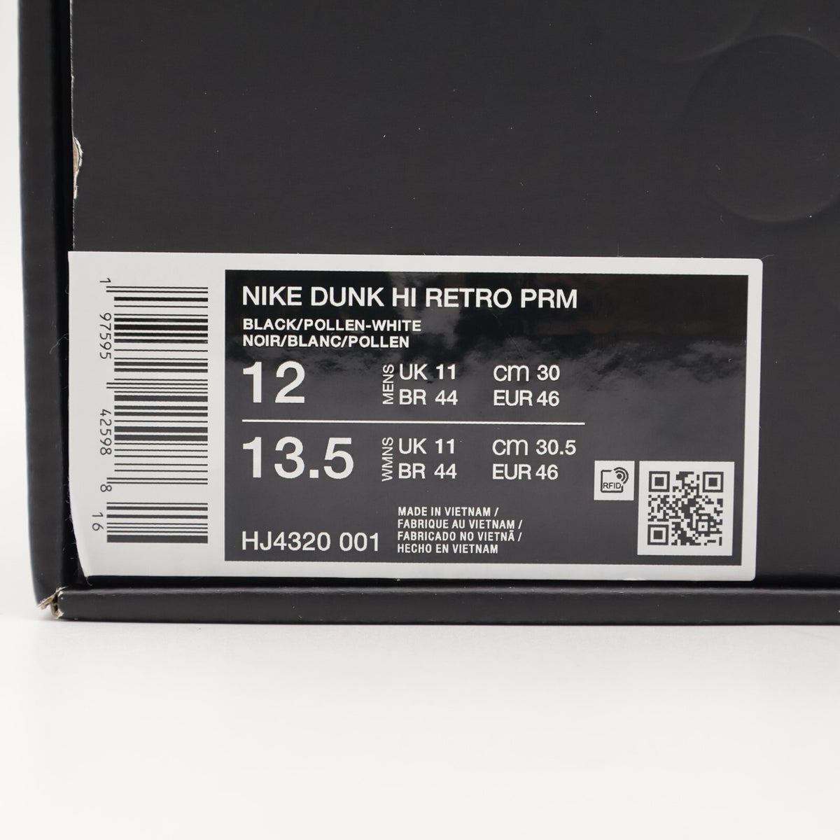 HJ4320-001 Wu-Tang Clan Nike Dunk High Retro PRM Black and Pollen (Men's)