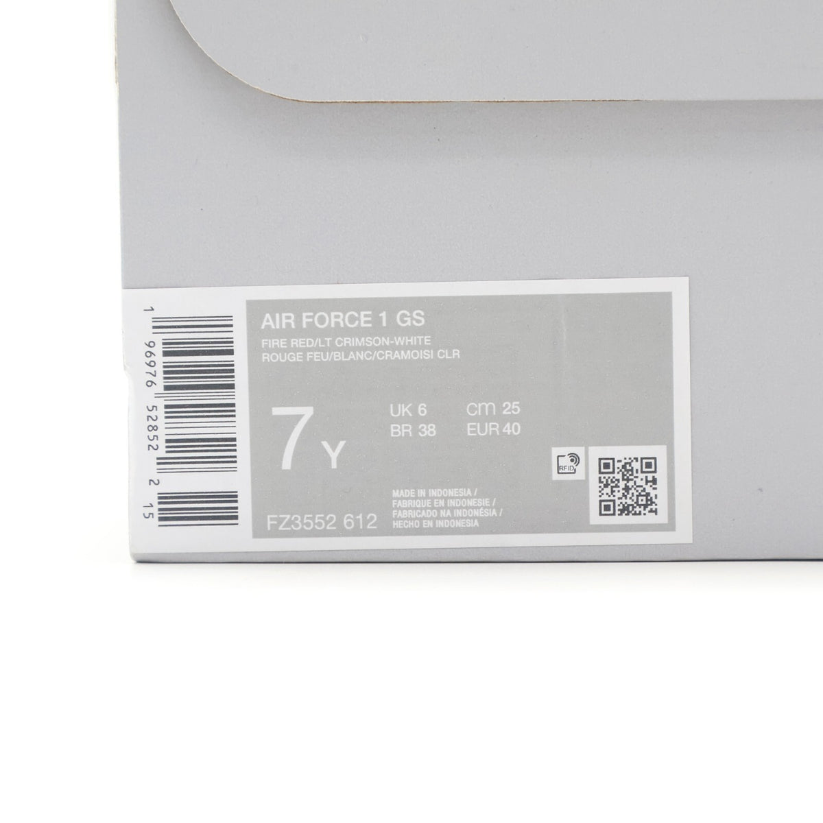 FZ3552-612 Nike GS Air Force 1 Low Valentineâs Day Pack Fire Red Light Crimson