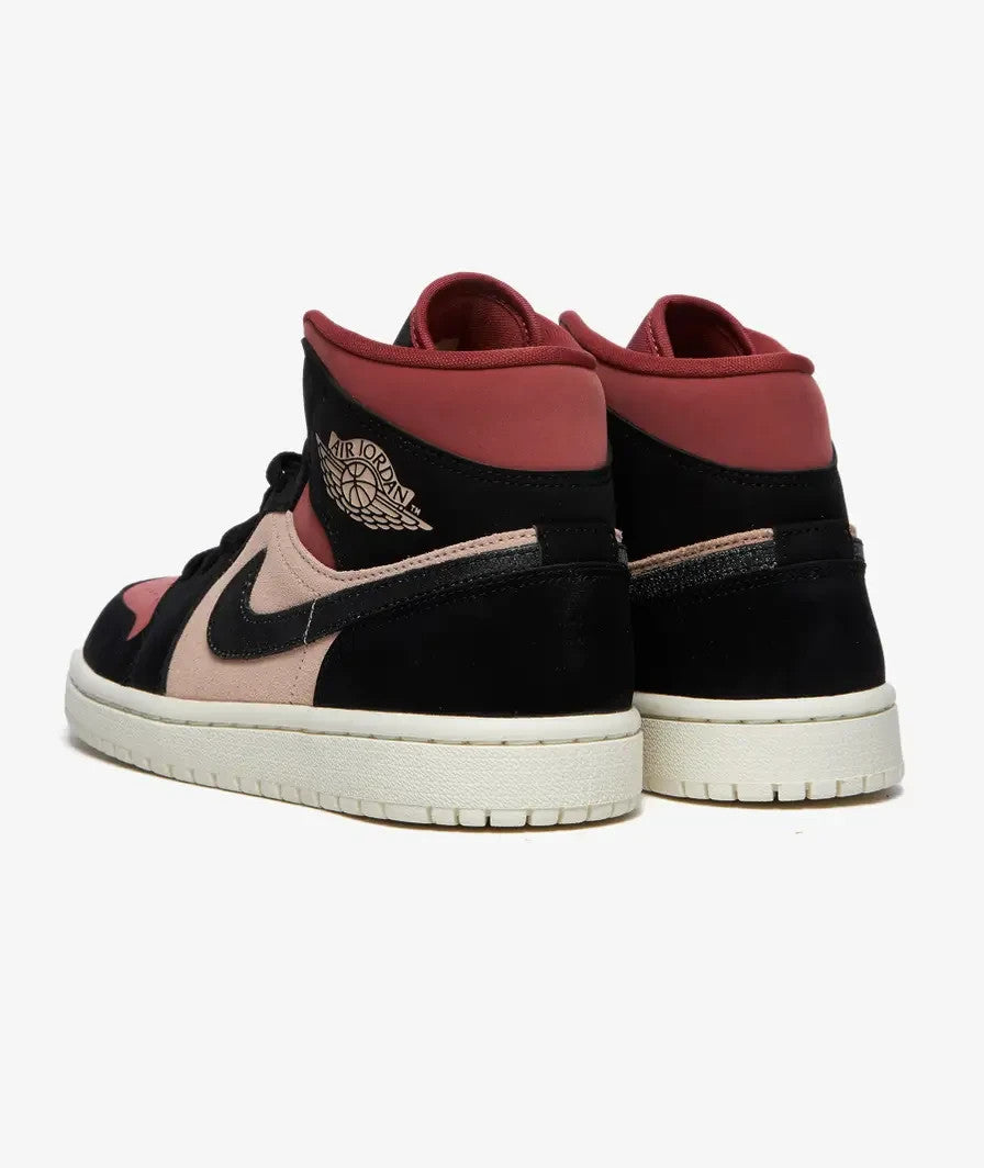 BQ6472-202 Nike Air Jordan 1 Mid Particle Beige Black-Canyon Rust-Sail (Women's)