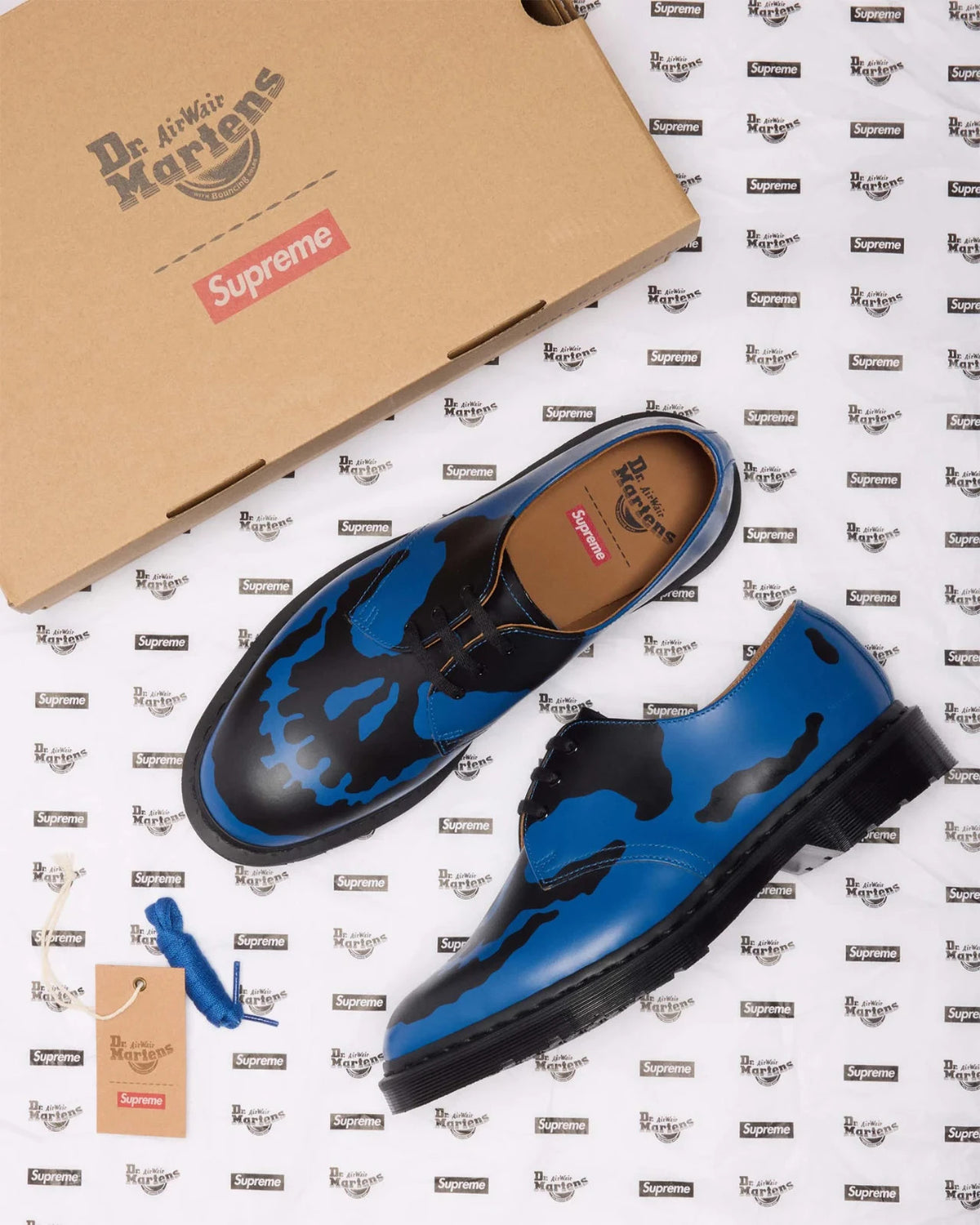 42936400 Supreme Dr.Martens 1461 Skull 3 Eye Shoe Blue Black (25FW Week 14) (Men