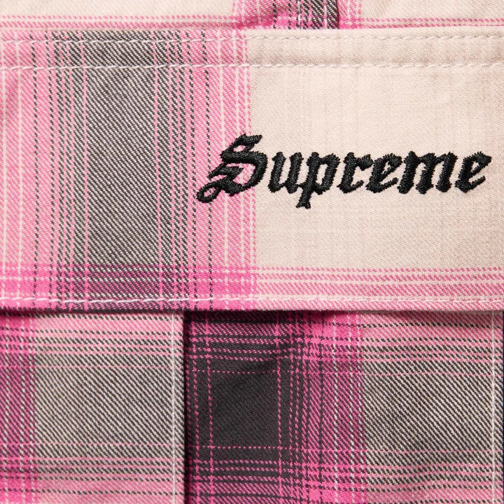 Supreme Shadow Plaid Cargo Short Pink