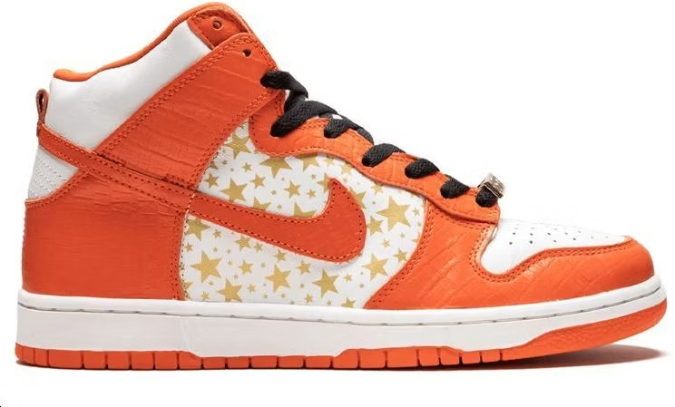 307385-181 Supreme Ã Nike SB Dunk High "Orange Stars" (Men's)