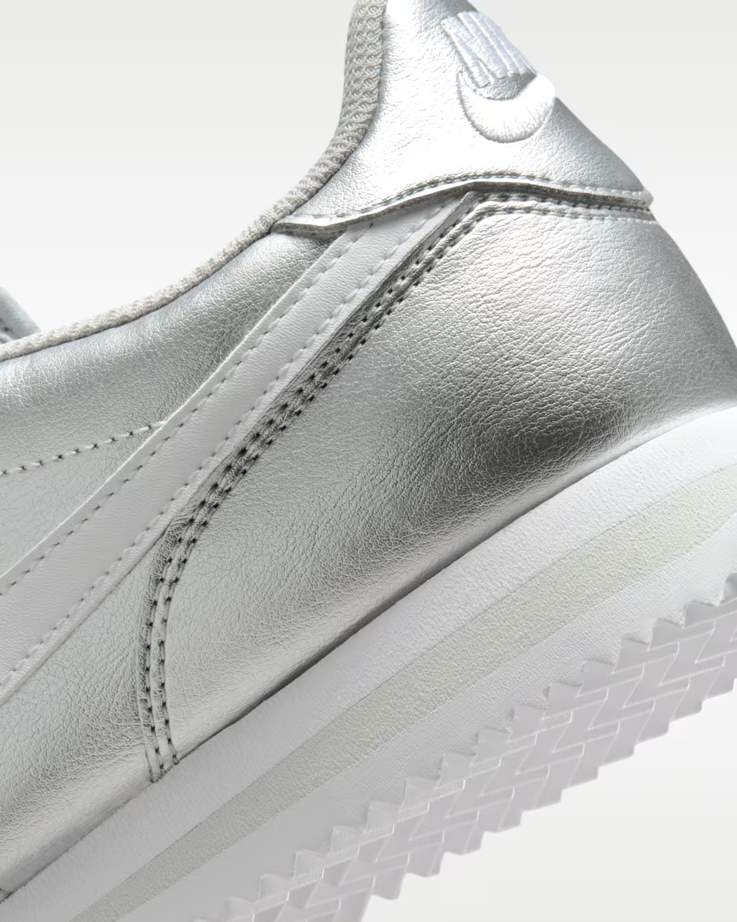 IR0042-001 Nike Cortez Metallic SilverGrey Fog White (Women's)