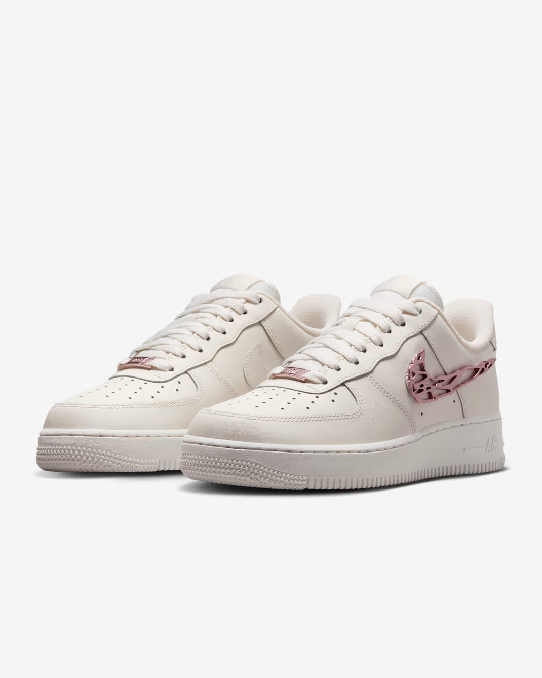 IF1686-161 Nike Air Force 1 Low Metallic Pink Swooshes (Women's)