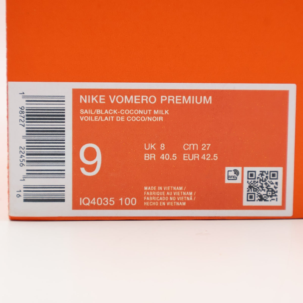 IQ4035-100 Nike Vomero Premium Sail Coconut Milk Total Orange (Men's)