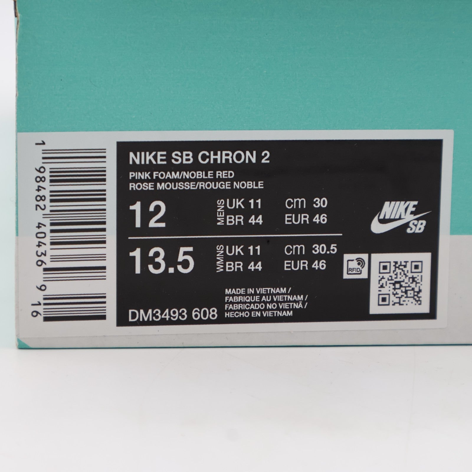 DM3493-608 Nike SB Chron 2 Pink Foam Pearl White Pink Foam Noble Red (Men's)
