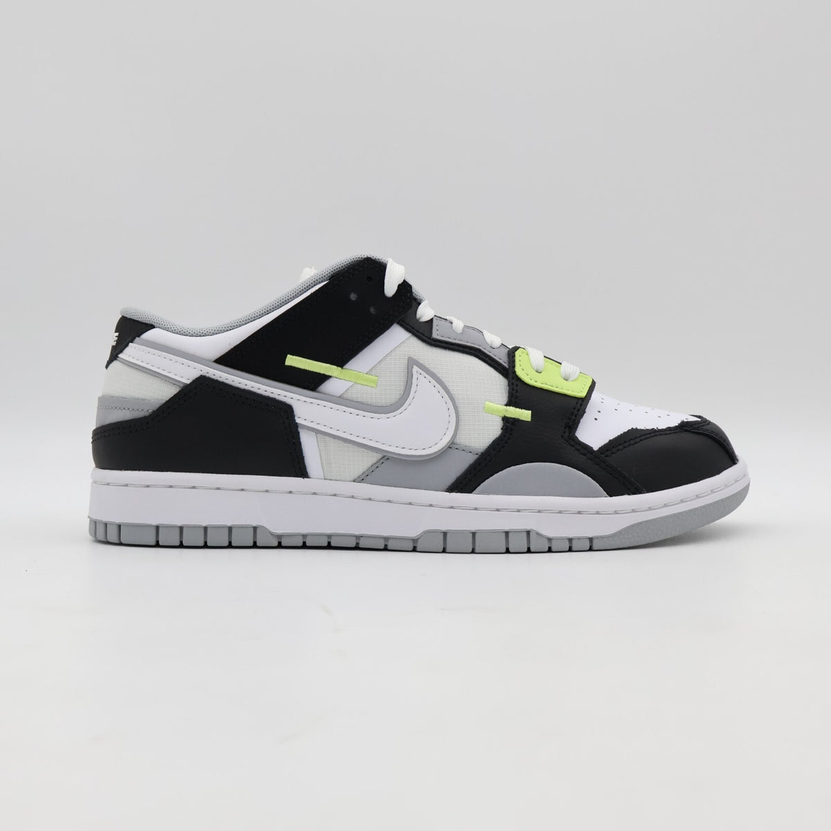 DC9723-001 Nike Dunk Low Scrap Wolf Gray Light Lemon Twist Black White Grey