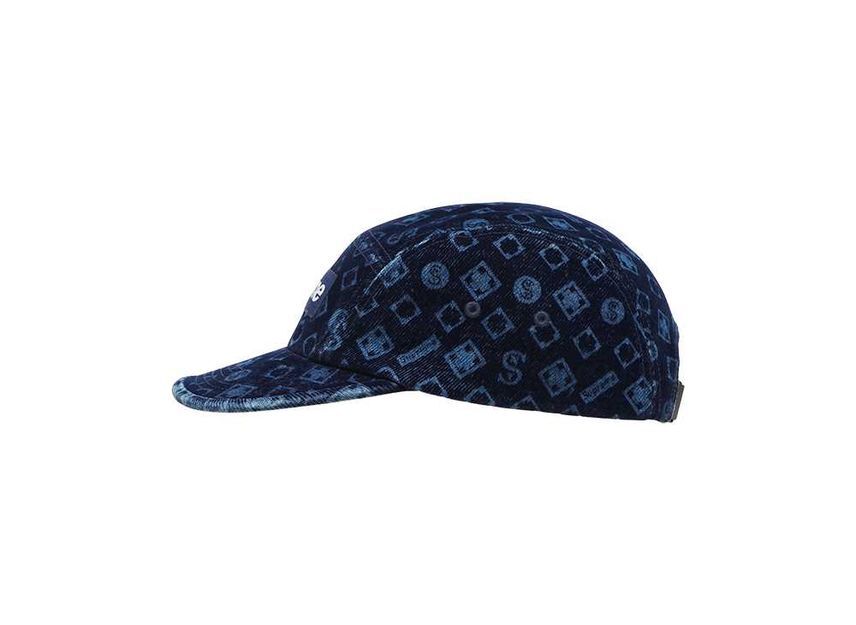 Supreme Flocked Denim Camp Cap Blue