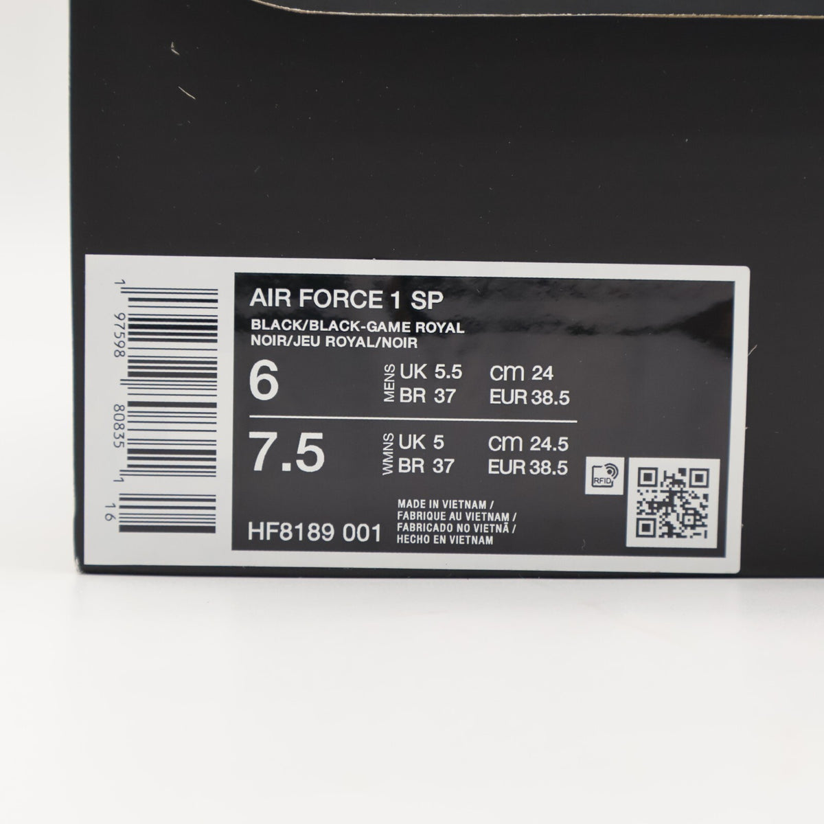 HF8189-001 Nike Air Force 1 Low SP Black (Men's)