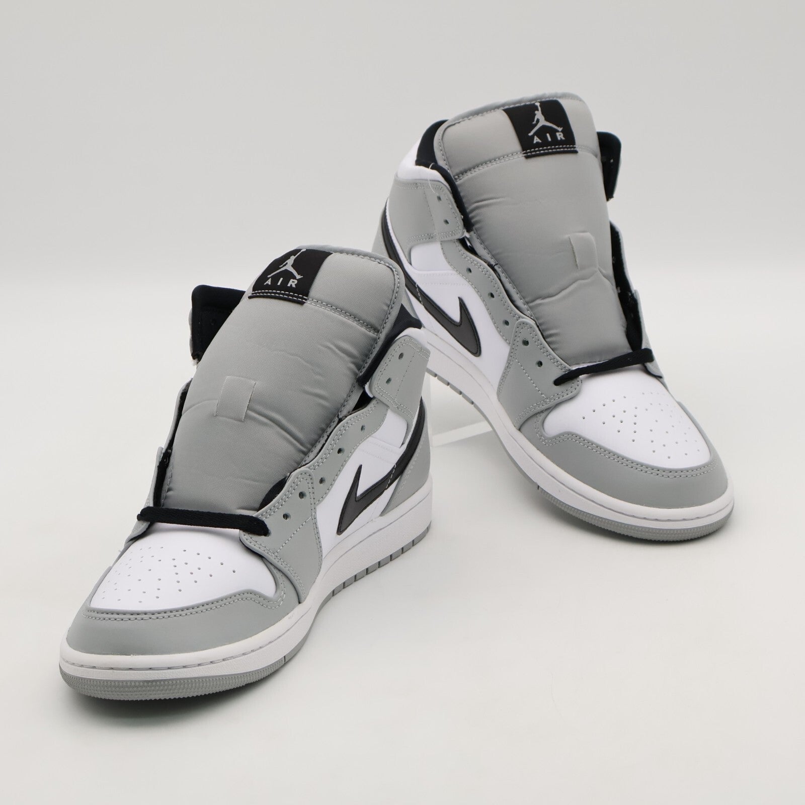 554724-092 Nike Air Jordan 1 Mid Light Smoke Grey Black White (Men's)