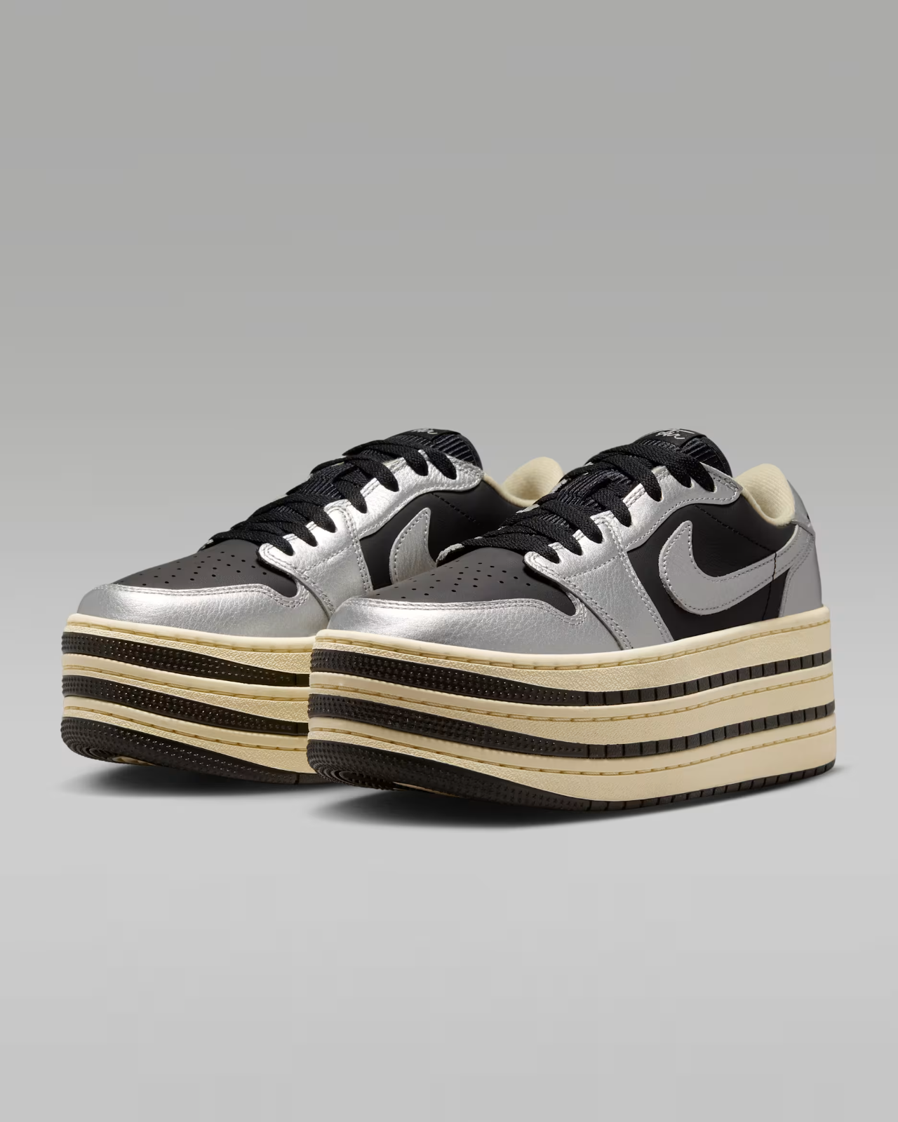 HV8288-001 Nike Air Jordan 1 Triple Stack "Metallic Silver/Black" (Women's)