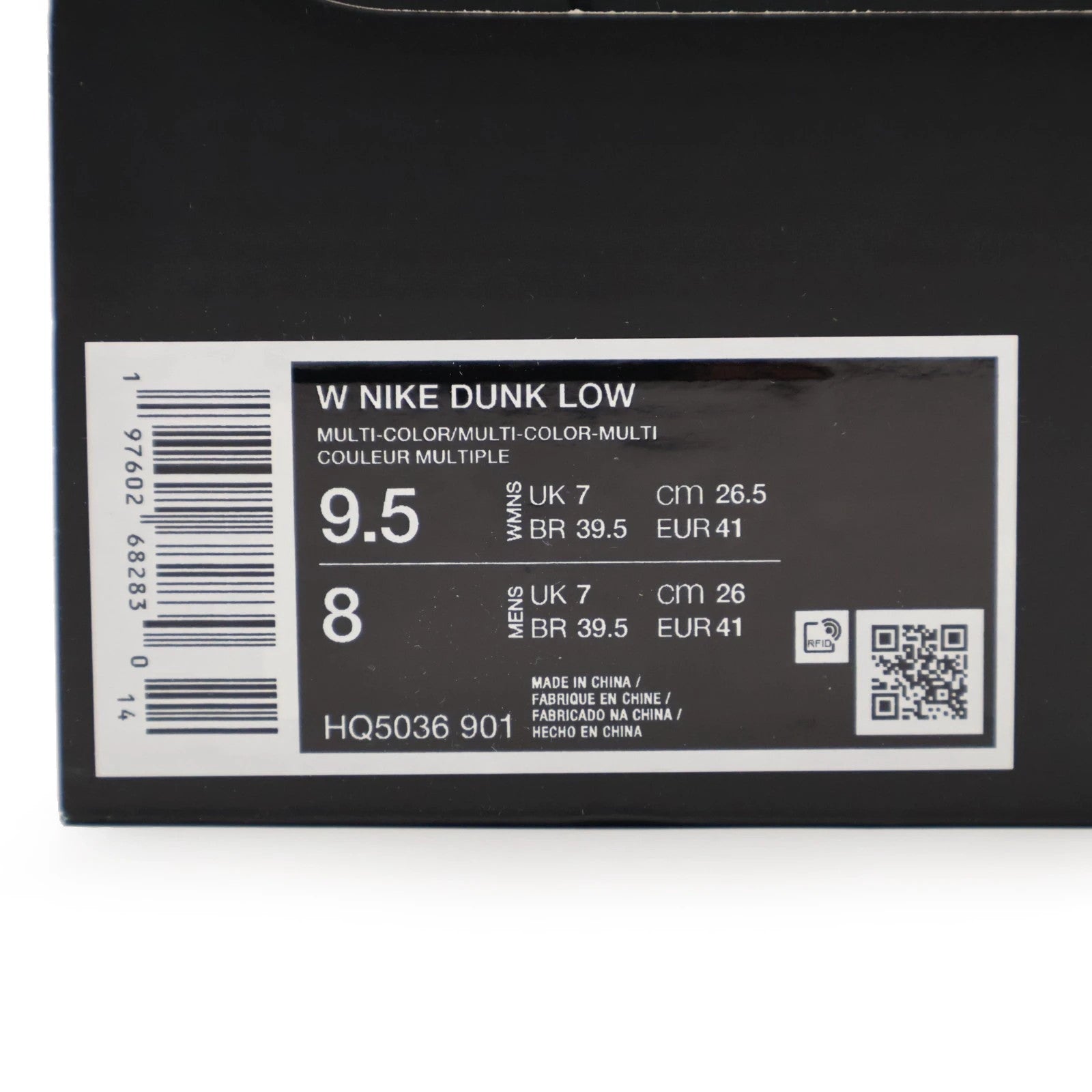 HQ5036-901 Harris Tweed Nike Women's Dunk Low Black Phantom (Women's