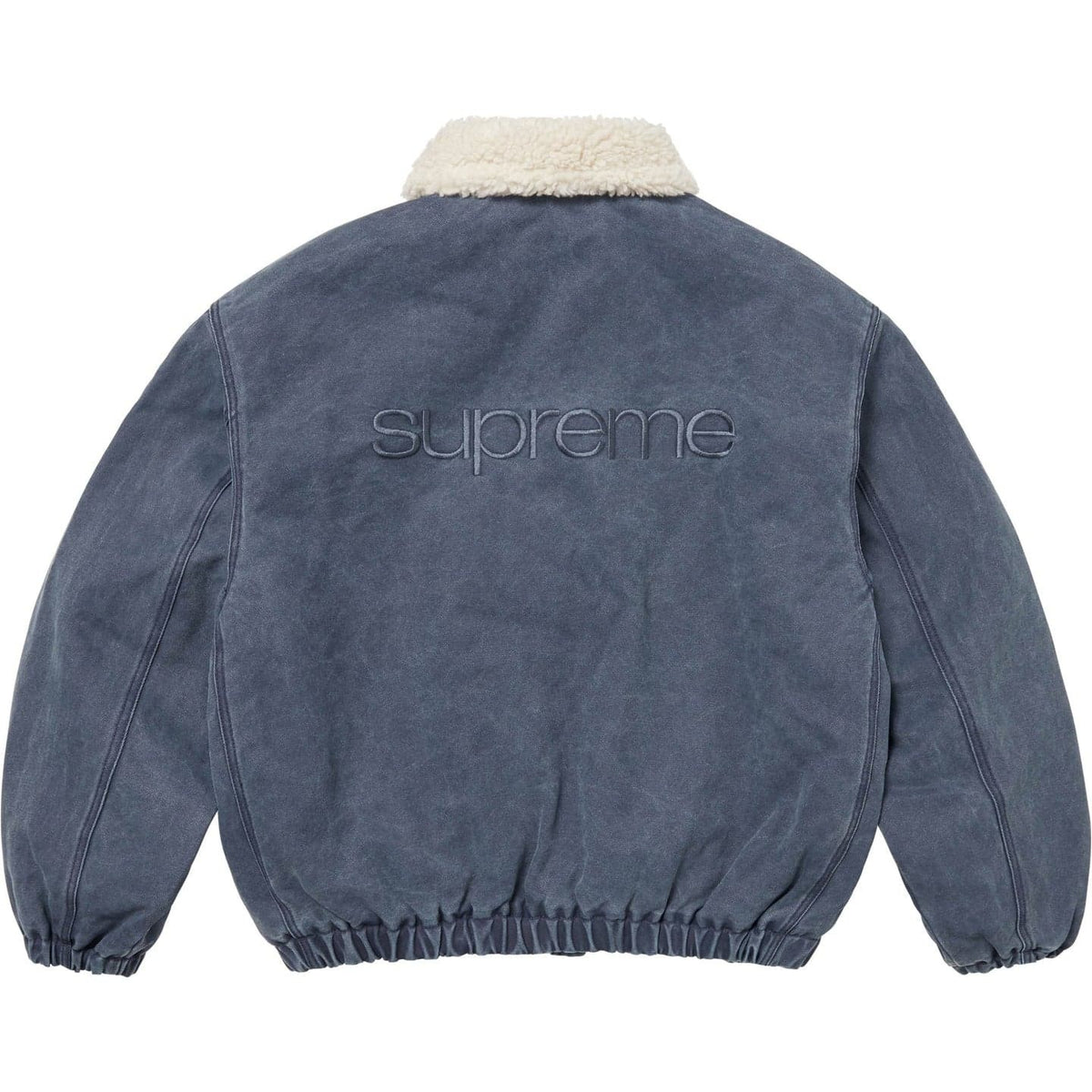Supreme Faux Shearling Lined Bomber Jacket Navy