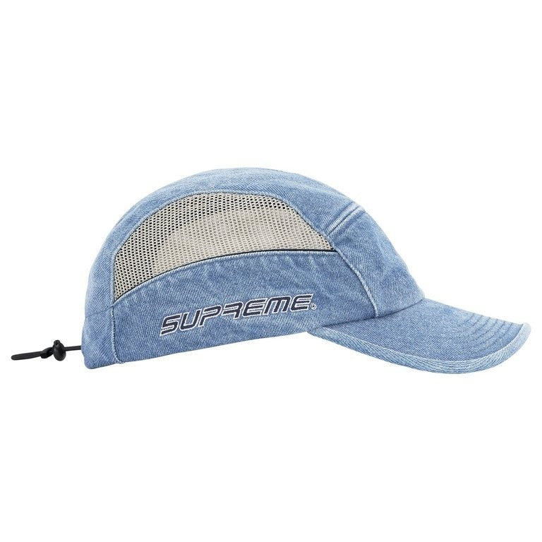 Supreme Side Mesh Piping Camp Cap Denim