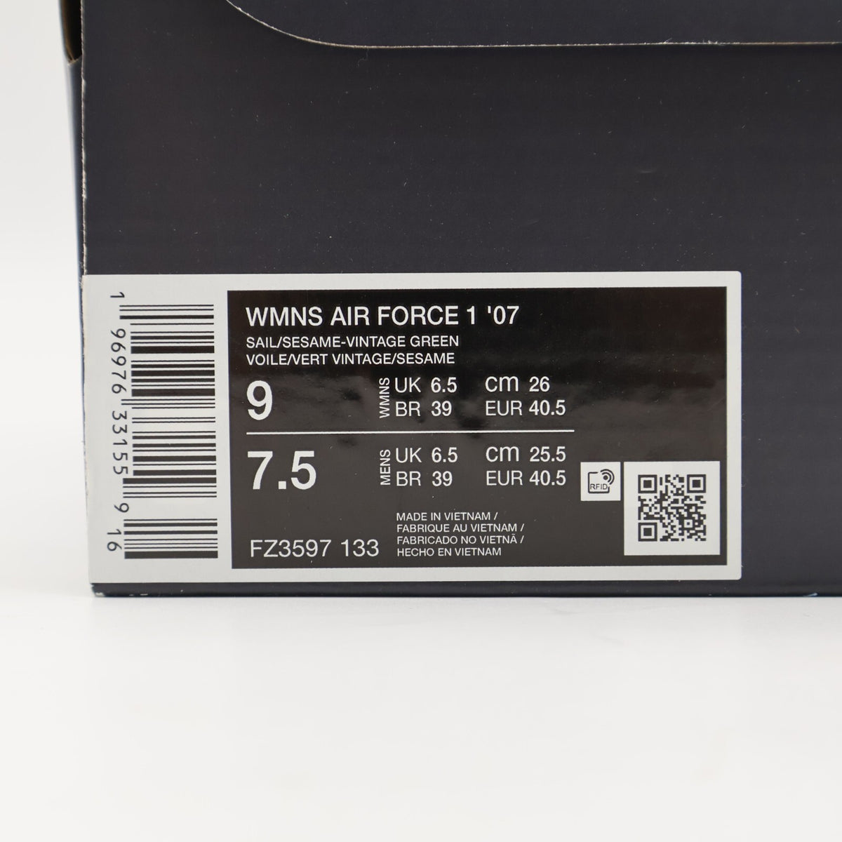 FZ3597-133 Nike Air Force 1 '07 Sail Vintage Green Sesame (Women's)