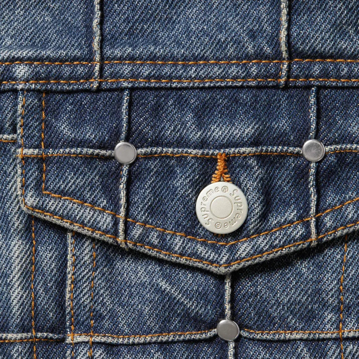 Supreme Studded Seam Denim Trucker Jacket Blue