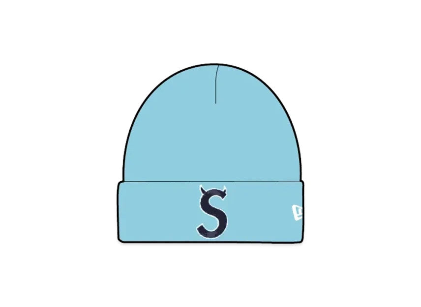 Supreme New Era Devil S Logo Beanie "Light Blue"