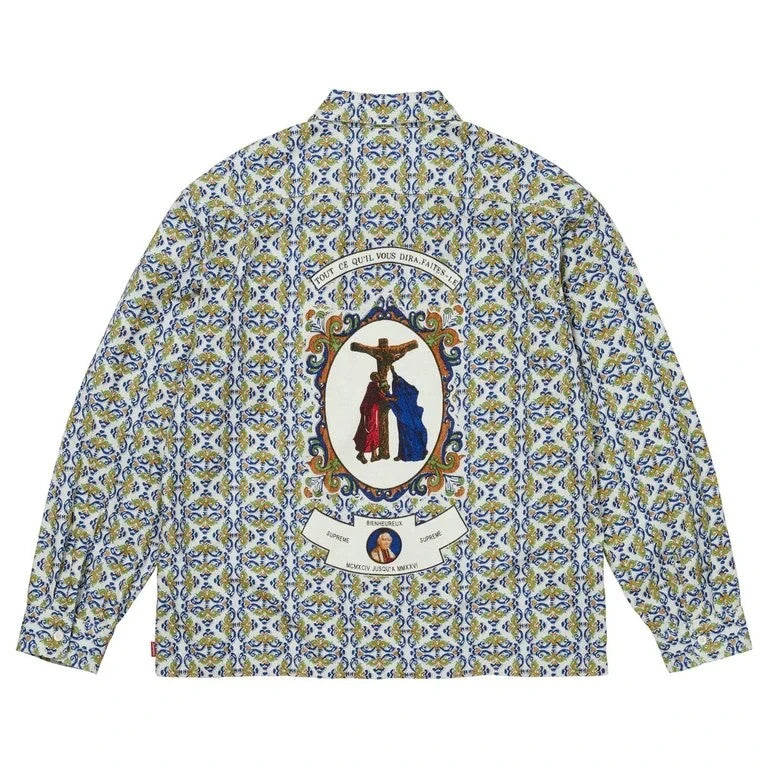Supreme Devotion Flannel Zip Up Shirt White