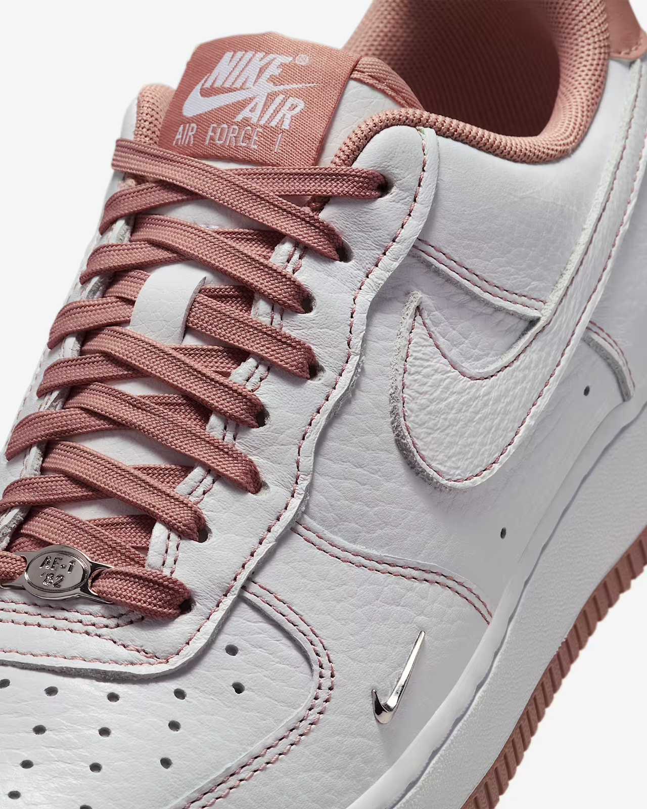 IB6543-100 Nike Air Force 1 Low White Metallic Silver Particle Pink (Women's)