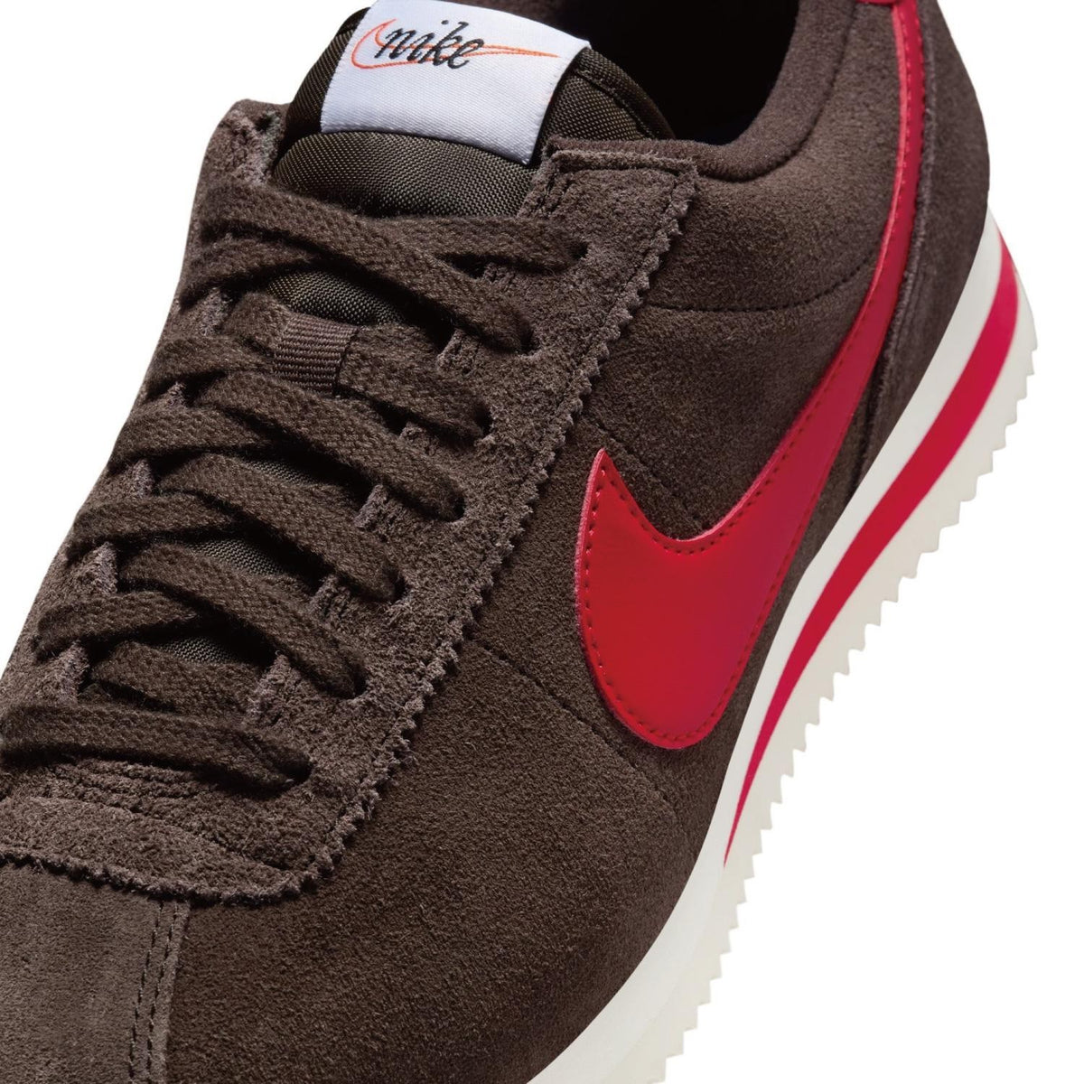 IB1857-200 NIKE CORTEZ VELVET BROWN UNIVERSITY RED-SAIL (Women's)