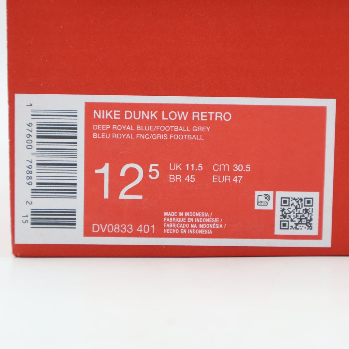 DV0833-401 Nike Dunk Low Deep Royal Blue Football Grey White (Men's)