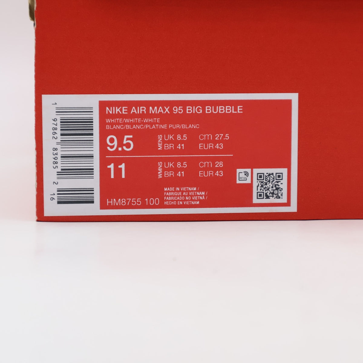 HM8755-100 Nike Air Max 95 OG Triple White (Men's)