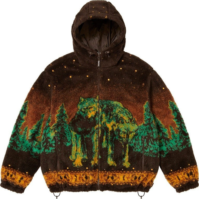 Supreme x B.B. Simon Reversible Hooded Fleece Jacket Brown