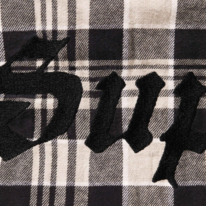 Supreme Lined Zip Up Hooded Flannel Shirt Black
