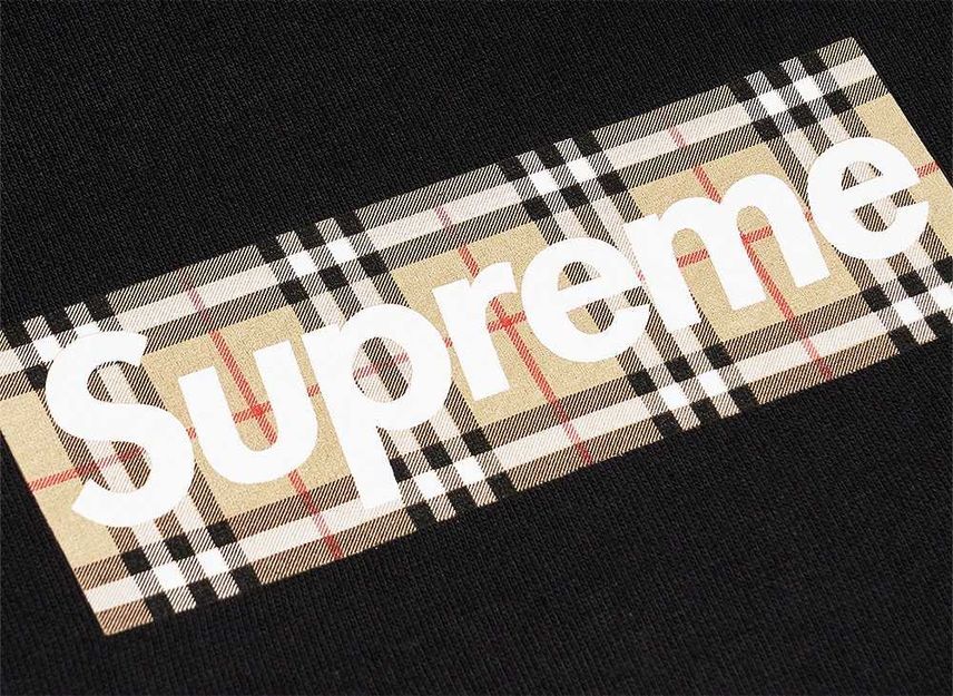 Supreme Burberry Box Logo Tee Black