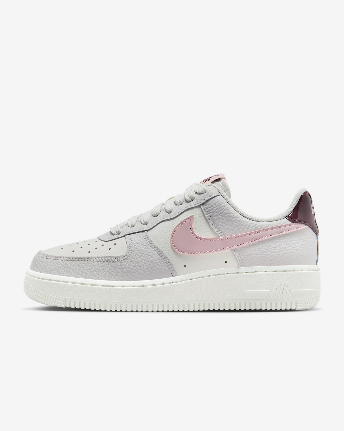 IM6024-121 Nike Air Force 1 '07 Summit White Vast Grey Burgundy Crush (Women's)