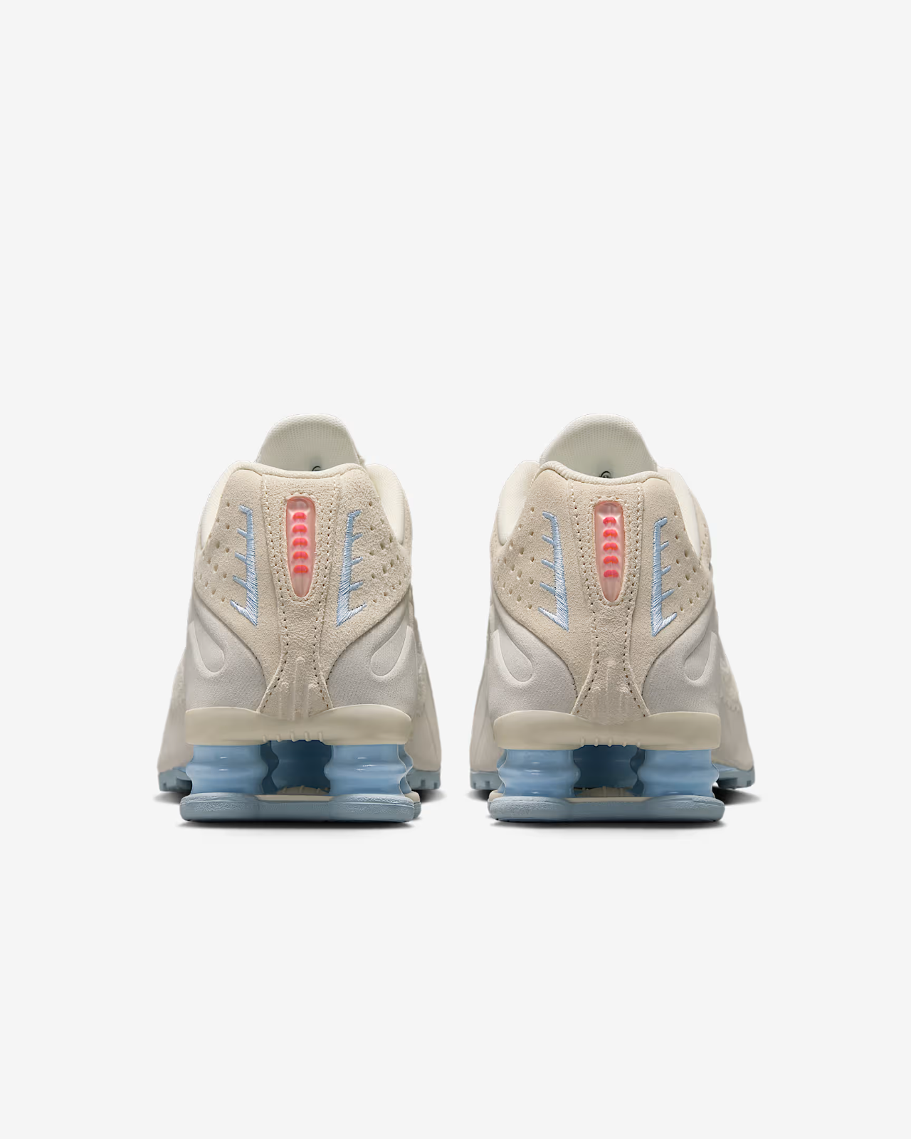 IH3572-110 Nike Shox R4 Pale Ivory Light Orewood Brown Celestine Blue (Women's)