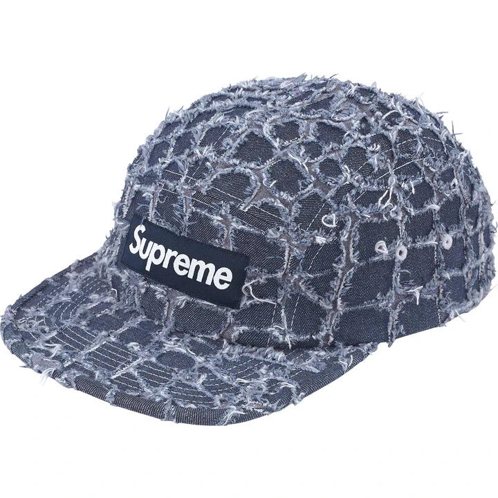 Supreme Frayed Croc Denim Camp Cap Indigo