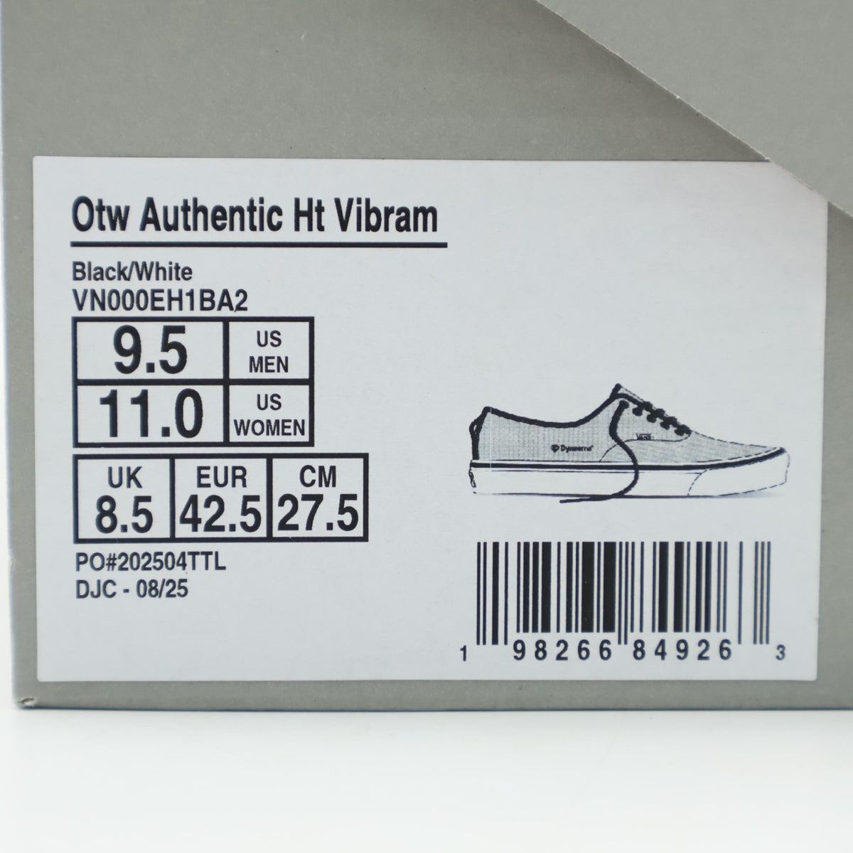 VN000EH1BA2 OTW by Vans Authentic 44 HT Vibram Black White (Men's)
