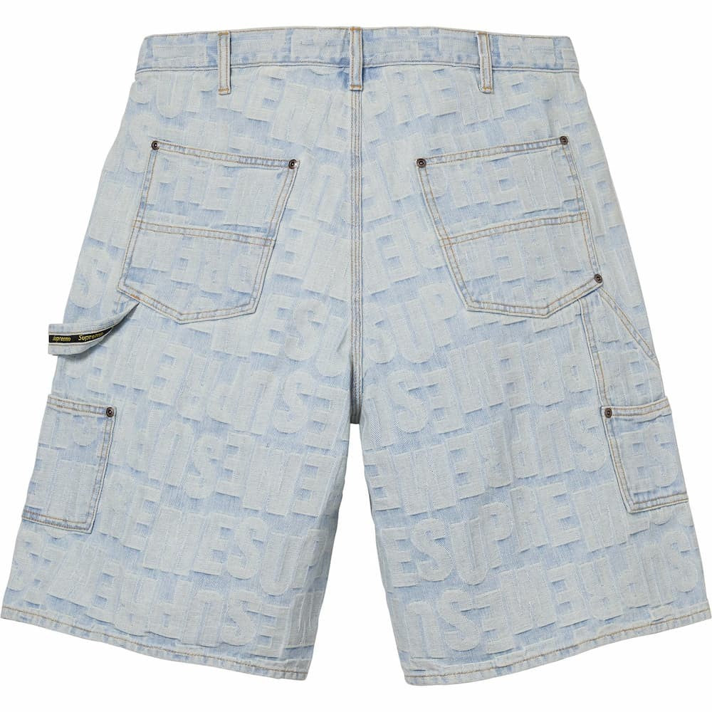 Supreme Repeat Jacquard Double Knee Denim Short Light Washed Indigo